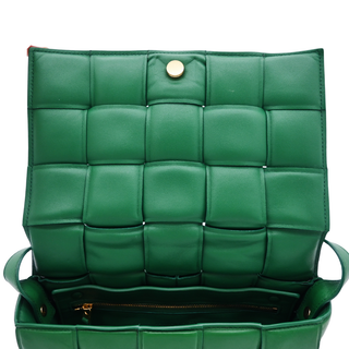 Green Padded Cassette Leather Crossbody Bag