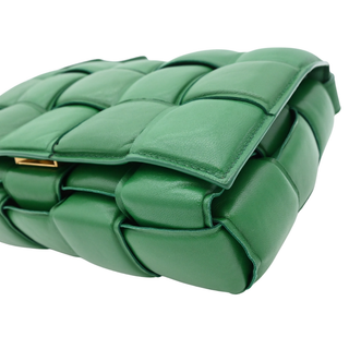 Green Padded Cassette Leather Crossbody Bag