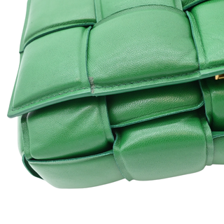 Green Padded Cassette Leather Crossbody Bag