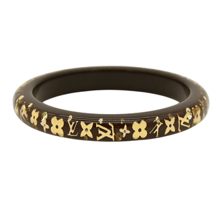 Brown Resin Monogram Inclusion Bangle