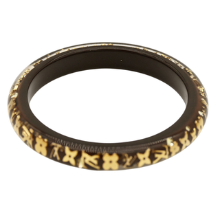 Brown Resin Monogram Inclusion Bangle