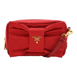 PRADA | Red Bow Tessuto Fiocco Nylon Crossbody Bag