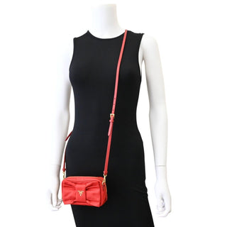 PRADA | Red Bow Tessuto Fiocco Nylon Crossbody Bag