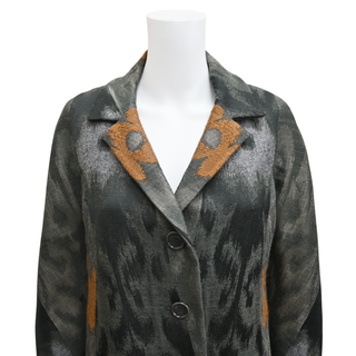 Ikat Jacquard Wool-Blend Coat