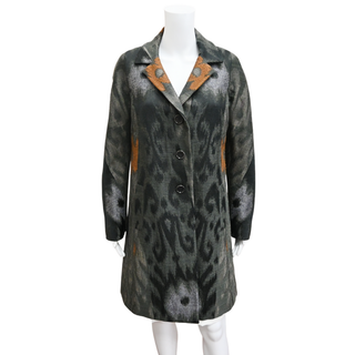 Ikat Jacquard Wool-Blend Coat
