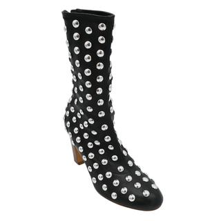 Apollo Studded Black Leather Booties