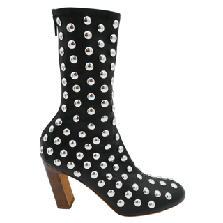 Apollo Studded Black Leather Booties