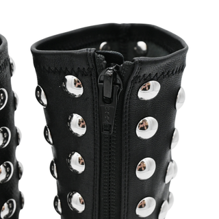Apollo Studded Black Leather Booties