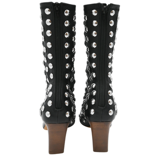 Apollo Studded Black Leather Booties