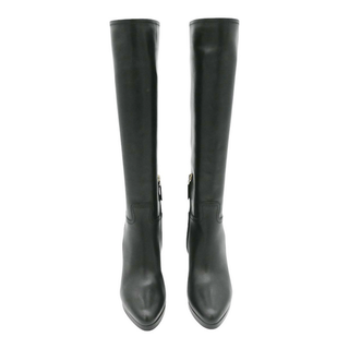 Black Leather Rockstud Boots