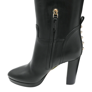 Black Leather Rockstud Boots
