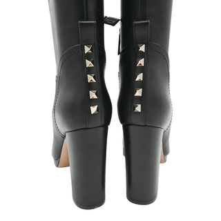 Black Leather Rockstud Boots