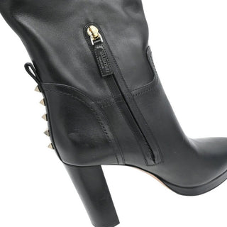 Black Leather Rockstud Boots