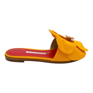 CAROLINA HERRERA | Yellow Floral Canvas Slide Sandals