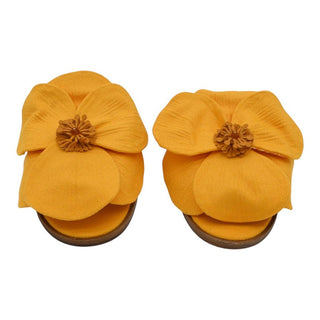 CAROLINA HERRERA | Yellow Floral Canvas Slide Sandals