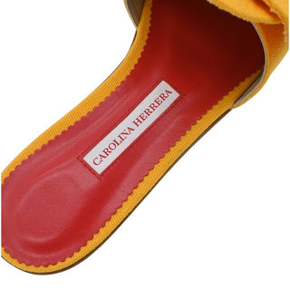 CAROLINA HERRERA | Yellow Floral Canvas Slide Sandals