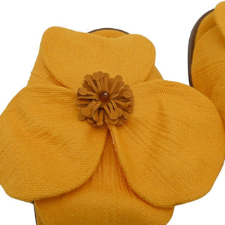 CAROLINA HERRERA | Yellow Floral Canvas Slide Sandals