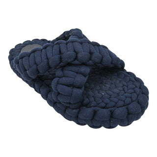 Navy Kamy Braided Slide Sandals