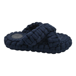 Navy Kamy Braided Slide Sandals