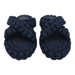 Navy Kamy Braided Slide Sandals