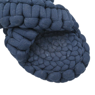 Navy Kamy Braided Slide Sandals