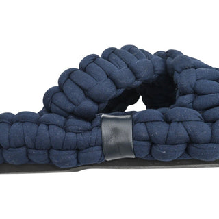 Navy Kamy Braided Slide Sandals