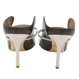 Maureen Brown & Off-White Leather Pointed Toe Mule Pumps