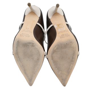Maureen Brown & Off-White Leather Pointed Toe Mule Pumps