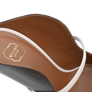 Maureen Brown & Off-White Leather Pointed Toe Mule Pumps