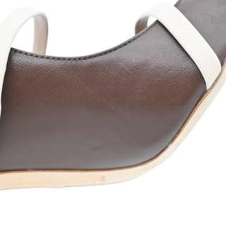 Maureen Brown & Off-White Leather Pointed Toe Mule Pumps