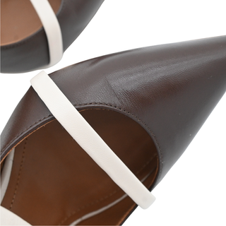 Maureen Brown & Off-White Leather Pointed Toe Mule Pumps