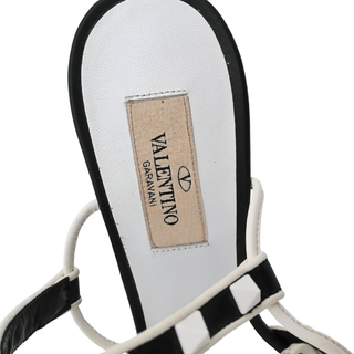 Rockstud Colorblock Leather T-Strap Heeled Sandals