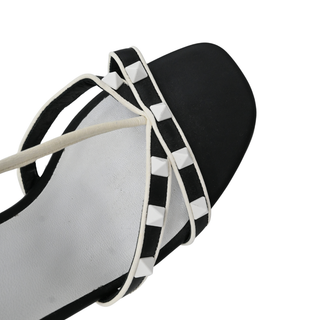 Rockstud Colorblock Leather T-Strap Heeled Sandals