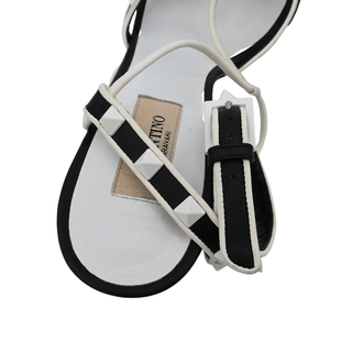 Rockstud Colorblock Leather T-Strap Heeled Sandals