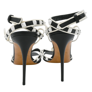 Rockstud Colorblock Leather T-Strap Heeled Sandals