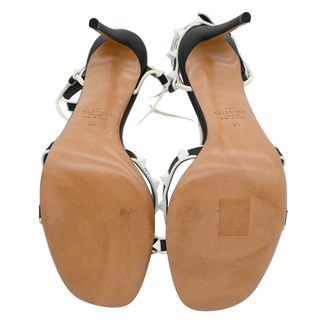 Rockstud Colorblock Leather T-Strap Heeled Sandals