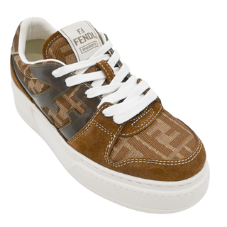 FENDI | Match Brown FF Jacquard Suede Low Top Sneakers