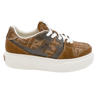 FENDI | Match Brown FF Jacquard Suede Low Top Sneakers