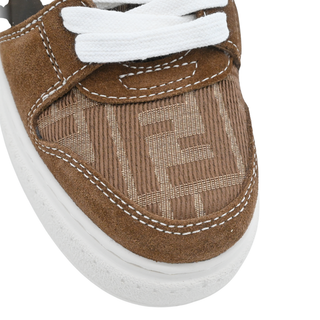 FENDI | Match Brown FF Jacquard Suede Low Top Sneakers