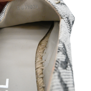 CHANEL | CC Logo White & Black Printed Canvas Espadrille Flats