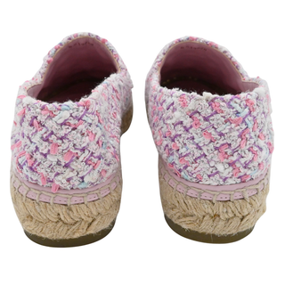 CHANEL | Metallic Gold CC Pink Multicolor Tweed Espadrille Flats