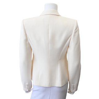 Floral Applique Ivory Wool-Blend Blazer
