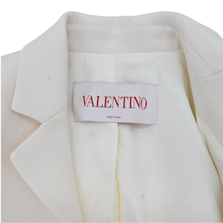 Floral Applique Ivory Wool-Blend Blazer