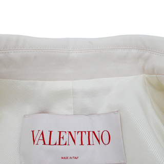 Floral Applique Ivory Wool-Blend Blazer