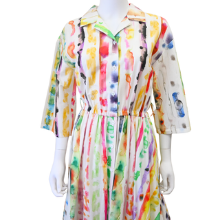 Watercolor Cotton Shirt Dress