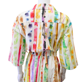 Watercolor Cotton Shirt Dress