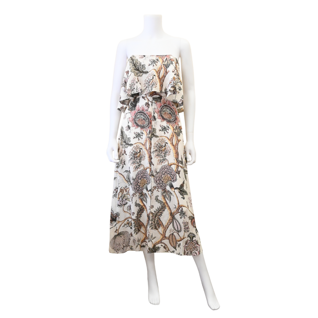 Karmic Flounce Silk Midi Dress