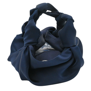 Ascot Navy Satin Top Handle Bag
