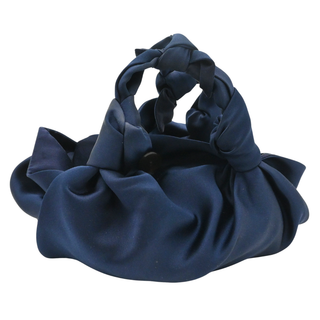 Ascot Navy Satin Top Handle Bag
