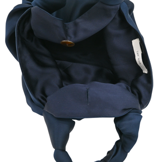 Ascot Navy Satin Top Handle Bag